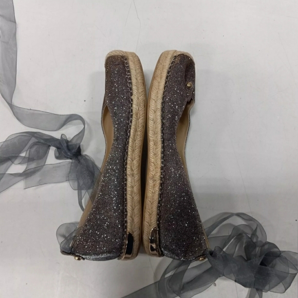 NEW Stuart Weitzman Metallic Silver Slip on Perpignon Espadrille Shoes 7.5M - Picture 3 of 7